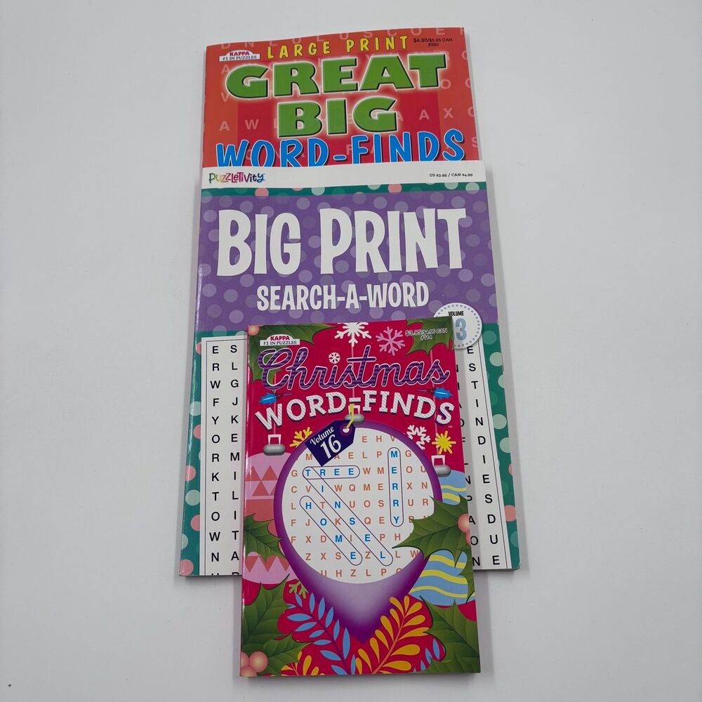 Lot of Large Print Word Search Puzzle Books Kappa Puzzles Big Print New